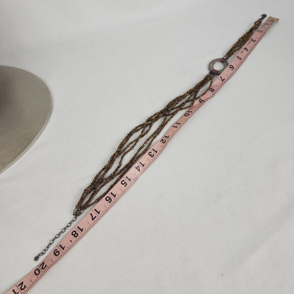 Metallic Bronze Bead & Sterling Silver Multi Strand Necklace - Picture 8 of 8